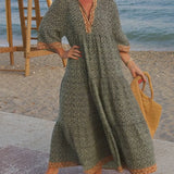 Vestido Maxi de Mujer con Estampado y Escote en V Luna