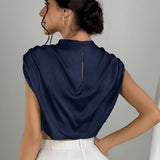 Blusa de Satén Silque Drapé