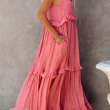 Vestido Largo con Volantes y Cuello Halter Sarah