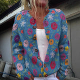 Cárdigan Floral Azul Tilda