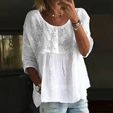 Blusa Patchwork Bordada Floral