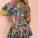 Vestido Plisado Estampado Freya™ con Cordones
