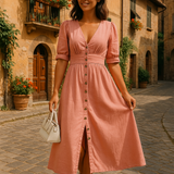 Vestido Denim Elegante con Botones Clara™