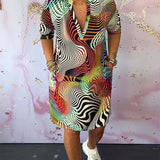 Vestido Colorido Ria™ con Cuello en V