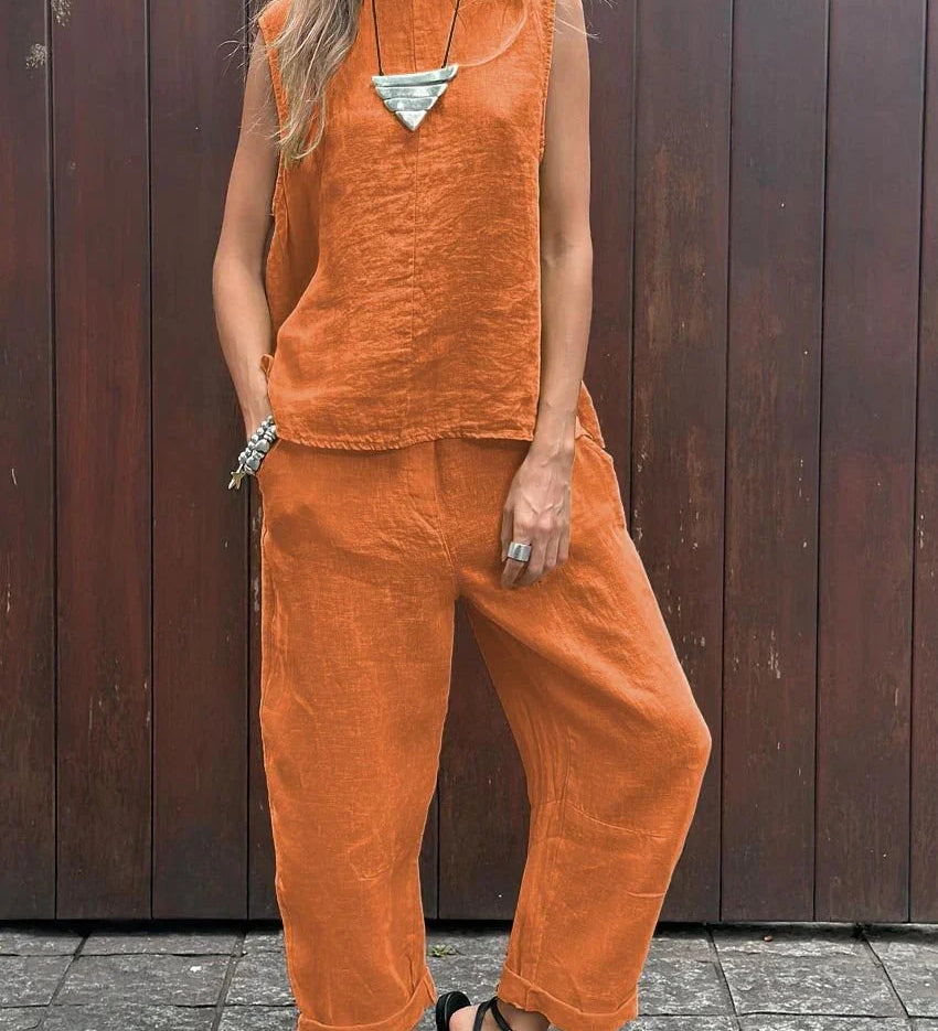 Conjunto Casual Elegante Mayte™ de Dos Piezas con Chaleco y Pantalones Sin Mangas