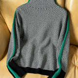 Suéter de Cuello Alto Malou™ con Rayas en Contraste