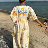 Vestido de Lino Estampado Krista™