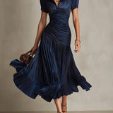 Vestido Midi Satinado Rayas Retro Adriana para Mujer