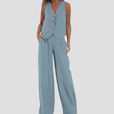 Ella | Conjunto de chaleco y pantalón ancho (Stock limitado)