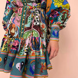 Vestido Plisado Estampado Freya™ con Cordones