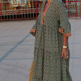 Vestido Maxi de Mujer con Estampado y Escote en V Luna