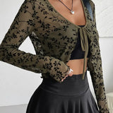 Cardigan de Malla Transparente Fleur