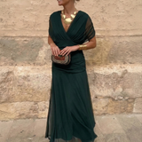 Vestido Largo Floral Alondra con Escote en V
