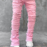 Pantalón de Mezclilla Desgastado en Capas