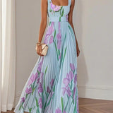 Vestido Largo Plisado Floral Nina