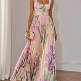 Vestido Largo Plisado Floral Nina