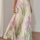 Vestido Largo Plisado Floral Nina