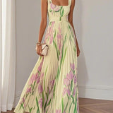 Vestido Largo Plisado Floral Nina