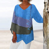 Top Elegante con Cuello en V y Bloques de Color Helene