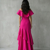 Vestido Elegante de Mujer con Volantes y Escote en V Isabel