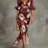 Vestido Largo de Satén Floral Anastasia
