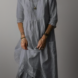 Vestido Largo Suelto con Escote Redondo Carolien