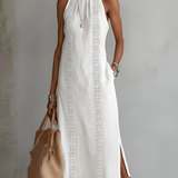 Vestido Midi de Lino con Cuello Mao Jimena para Mujer