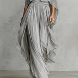Isabela | Conjunto fluido gris con blusa de tirantes y pantalón ligero para Mujer