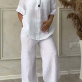 Renala™ CONJUNTO CASUAL DE DOS PIEZAS CON DETALLES DE BOTONES