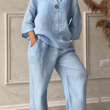 Renala™ CONJUNTO CASUAL DE DOS PIEZAS CON DETALLES DE BOTONES