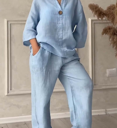 Conjunto Casual de Dos Piezas Renala™ con Botones