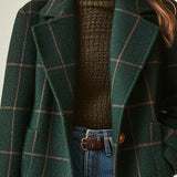 Abrigo de Mujer de Tweed Cuadros con Solapas Retro Florencia