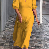 Vestido de Algodón y Lino Sólido Lea™