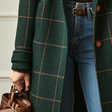 Abrigo de Mujer de Tweed Cuadros con Solapas Retro Florencia