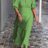 Vestido de Algodón y Lino Sólido Lea™