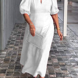 Vestido de Algodón y Lino Sólido Lea™