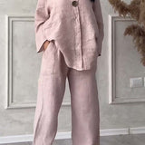 Renala™ CONJUNTO CASUAL DE DOS PIEZAS CON DETALLES DE BOTONES