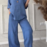 Renala™ CONJUNTO CASUAL DE DOS PIEZAS CON DETALLES DE BOTONES