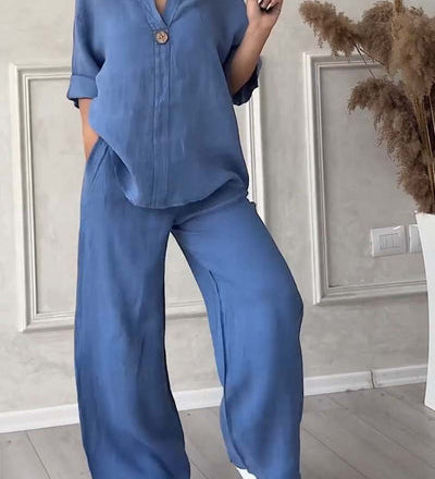 Conjunto Casual de Dos Piezas Renala™ con Botones