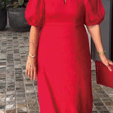 Vestido de Algodón y Lino Sólido Lea™