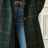 Abrigo de Mujer de Tweed Cuadros con Solapas Retro Florencia