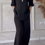 Renala™ CONJUNTO CASUAL DE DOS PIEZAS CON DETALLES DE BOTONES