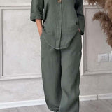 Renala™ CONJUNTO CASUAL DE DOS PIEZAS CON DETALLES DE BOTONES