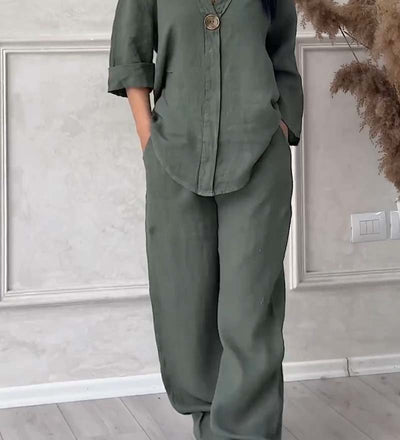 Conjunto Casual de Dos Piezas Renala™ con Botones