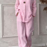 Renala™ CONJUNTO CASUAL DE DOS PIEZAS CON DETALLES DE BOTONES