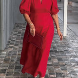 Vestido de Algodón y Lino Sólido Lea™