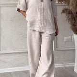 Renala™ CONJUNTO CASUAL DE DOS PIEZAS CON DETALLES DE BOTONES