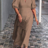 Vestido de Algodón y Lino Sólido Lea™