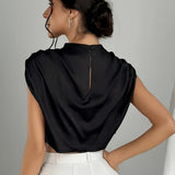 Blusa de Satén Silque Drapé