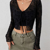 Cardigan de Malla Transparente Fleur